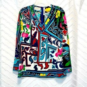 LEONARD PARIS Vintage Multicolored Womens Top
